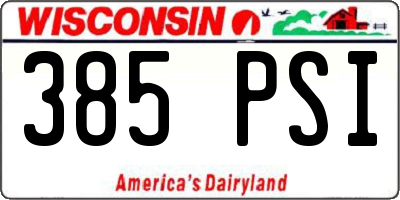 WI license plate 385PSI