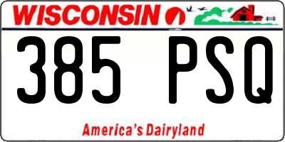 WI license plate 385PSQ