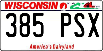 WI license plate 385PSX