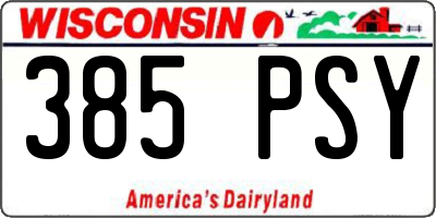 WI license plate 385PSY