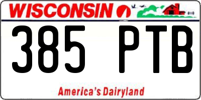 WI license plate 385PTB