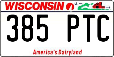 WI license plate 385PTC