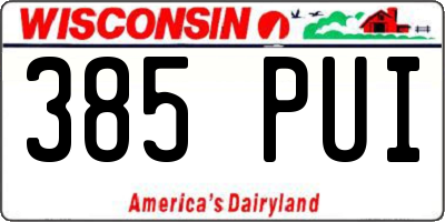 WI license plate 385PUI