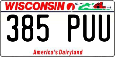 WI license plate 385PUU