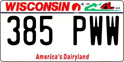 WI license plate 385PWW