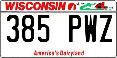 WI license plate 385PWZ