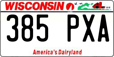 WI license plate 385PXA