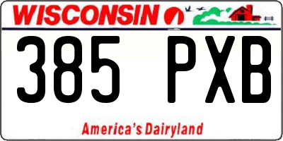 WI license plate 385PXB