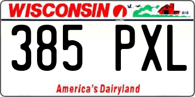 WI license plate 385PXL