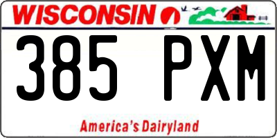 WI license plate 385PXM