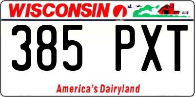 WI license plate 385PXT