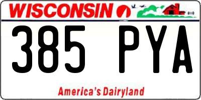 WI license plate 385PYA