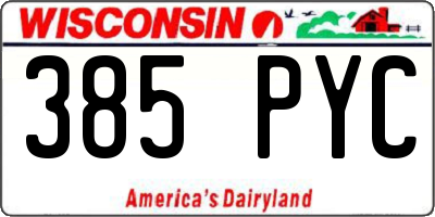WI license plate 385PYC