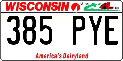 WI license plate 385PYE