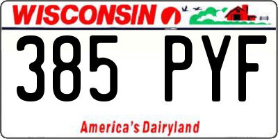 WI license plate 385PYF