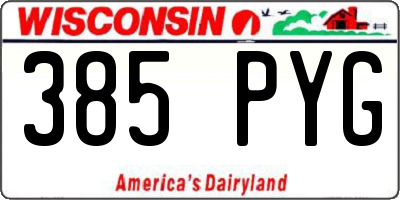 WI license plate 385PYG