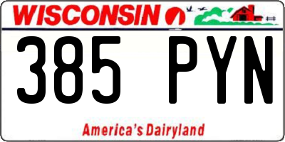 WI license plate 385PYN