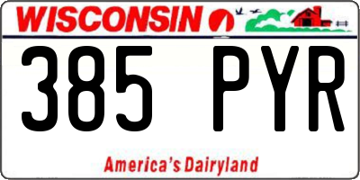 WI license plate 385PYR
