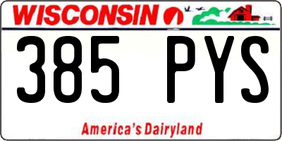 WI license plate 385PYS