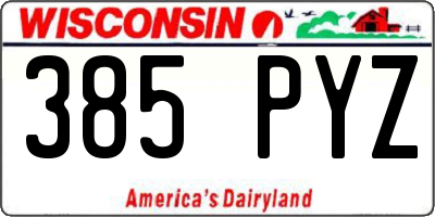WI license plate 385PYZ
