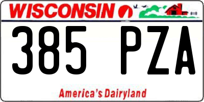 WI license plate 385PZA