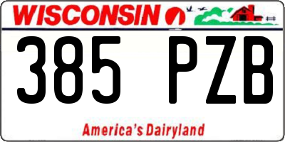 WI license plate 385PZB