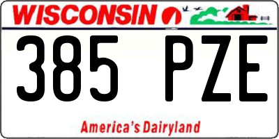 WI license plate 385PZE