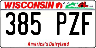 WI license plate 385PZF