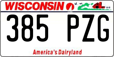WI license plate 385PZG