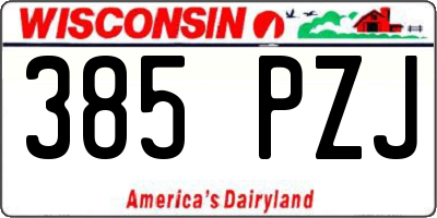 WI license plate 385PZJ