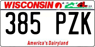 WI license plate 385PZK