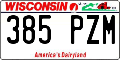 WI license plate 385PZM