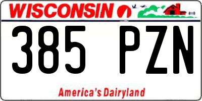 WI license plate 385PZN