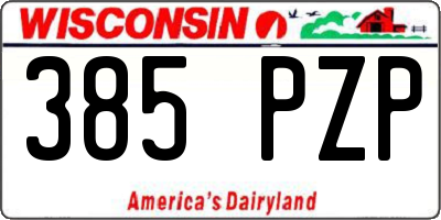 WI license plate 385PZP