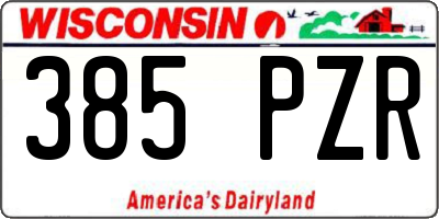 WI license plate 385PZR