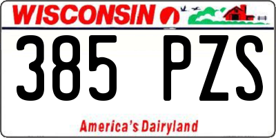 WI license plate 385PZS