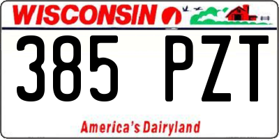 WI license plate 385PZT