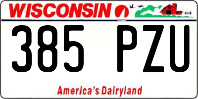 WI license plate 385PZU