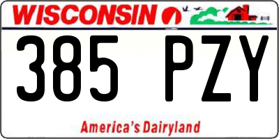 WI license plate 385PZY