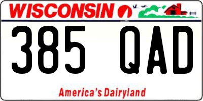 WI license plate 385QAD