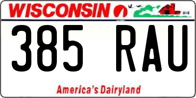 WI license plate 385RAU