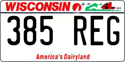 WI license plate 385REG