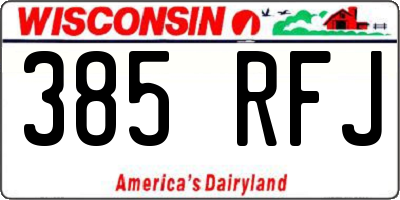 WI license plate 385RFJ