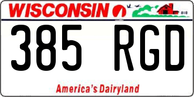 WI license plate 385RGD