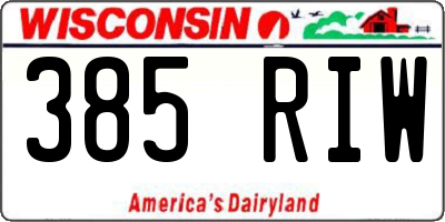 WI license plate 385RIW