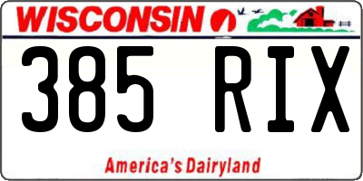 WI license plate 385RIX