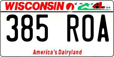 WI license plate 385ROA