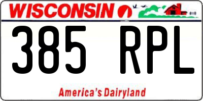 WI license plate 385RPL