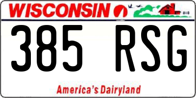 WI license plate 385RSG
