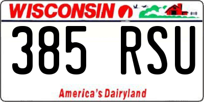 WI license plate 385RSU